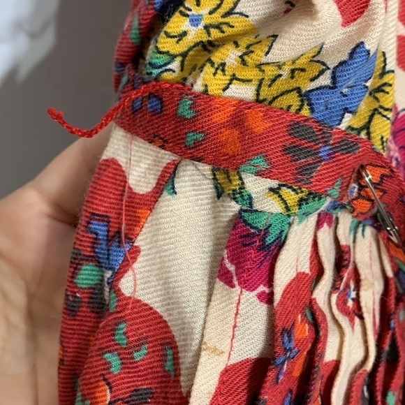 Albert Nipon Long Sleeve red floral button front a line dress small Vintage - Picture 15 of 15